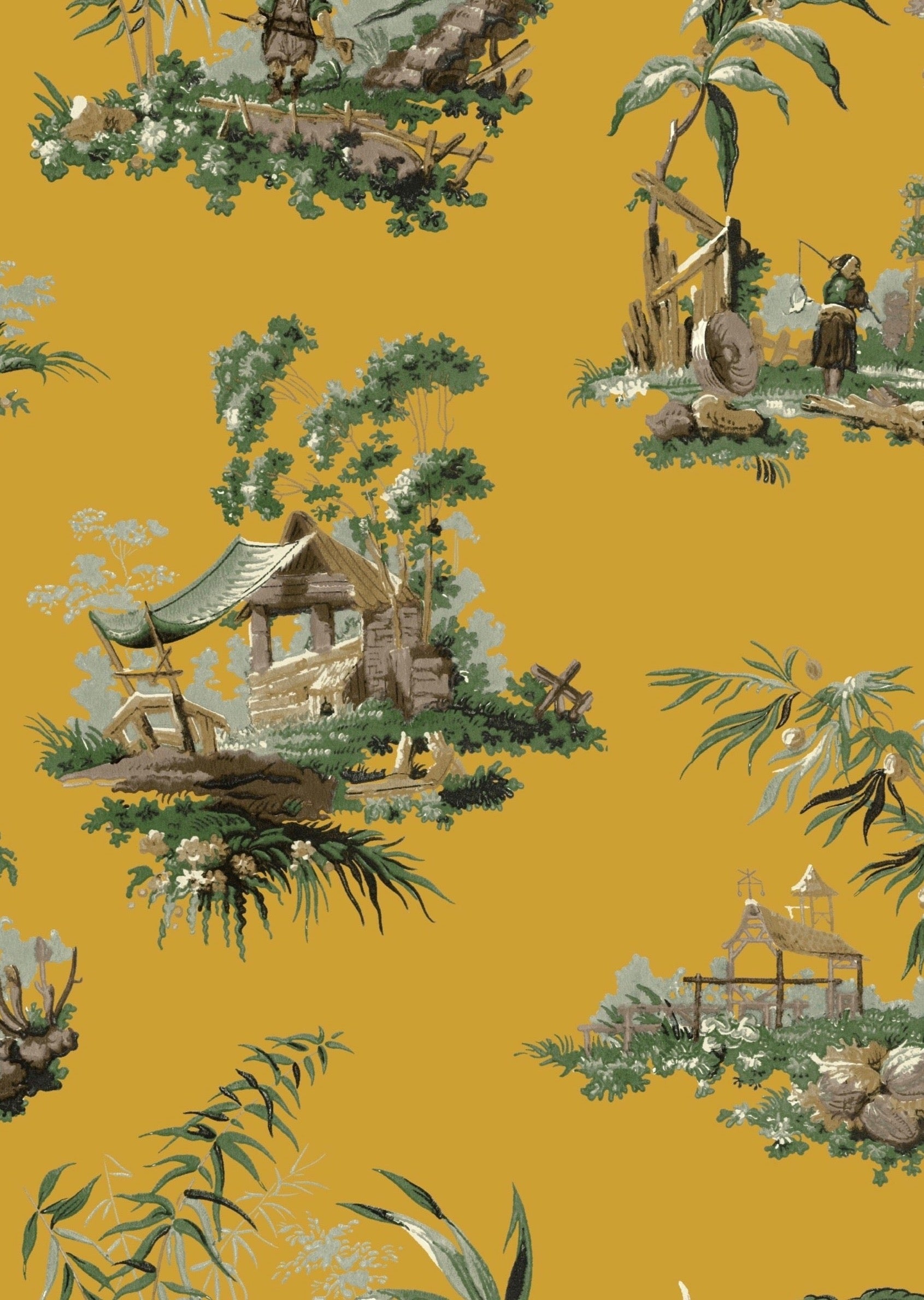 Vintage Oriental Wallpaper - Yellow