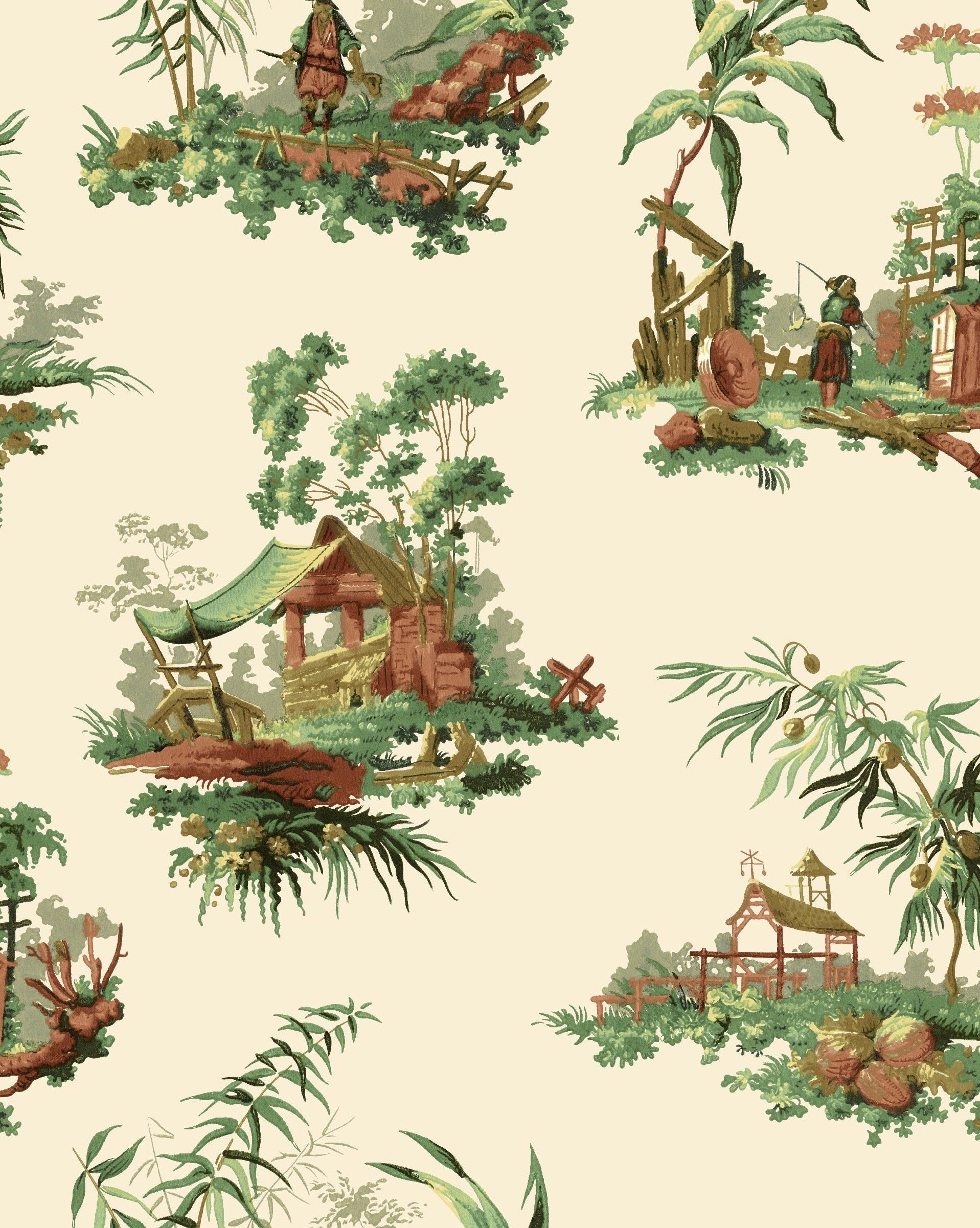 Vintage Oriental Wallpaper - Ivory