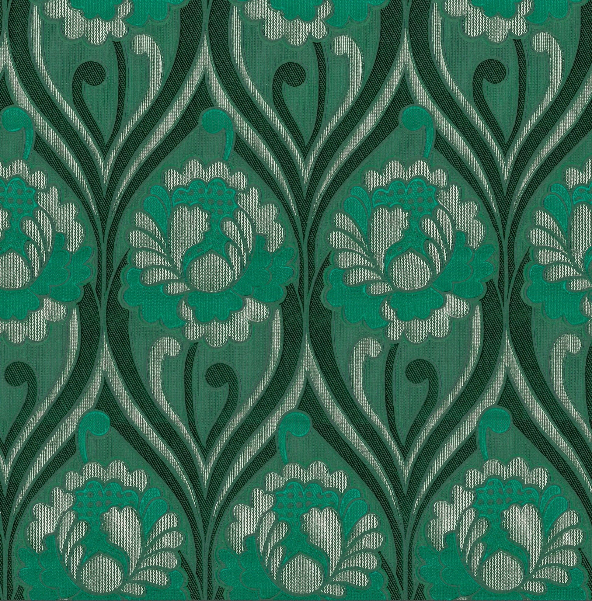 Vintage floral damask Wallpaper - Arsenic