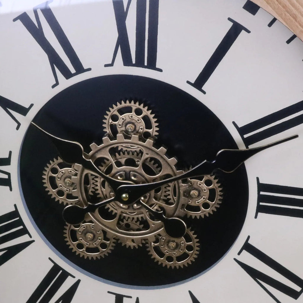 Industrial Large Cog Clock White and Gold