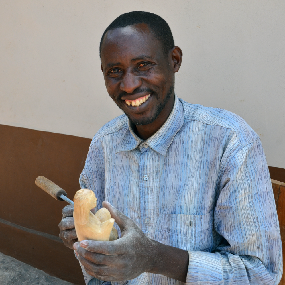 Hand Carved Holy Family Wood Sculpture