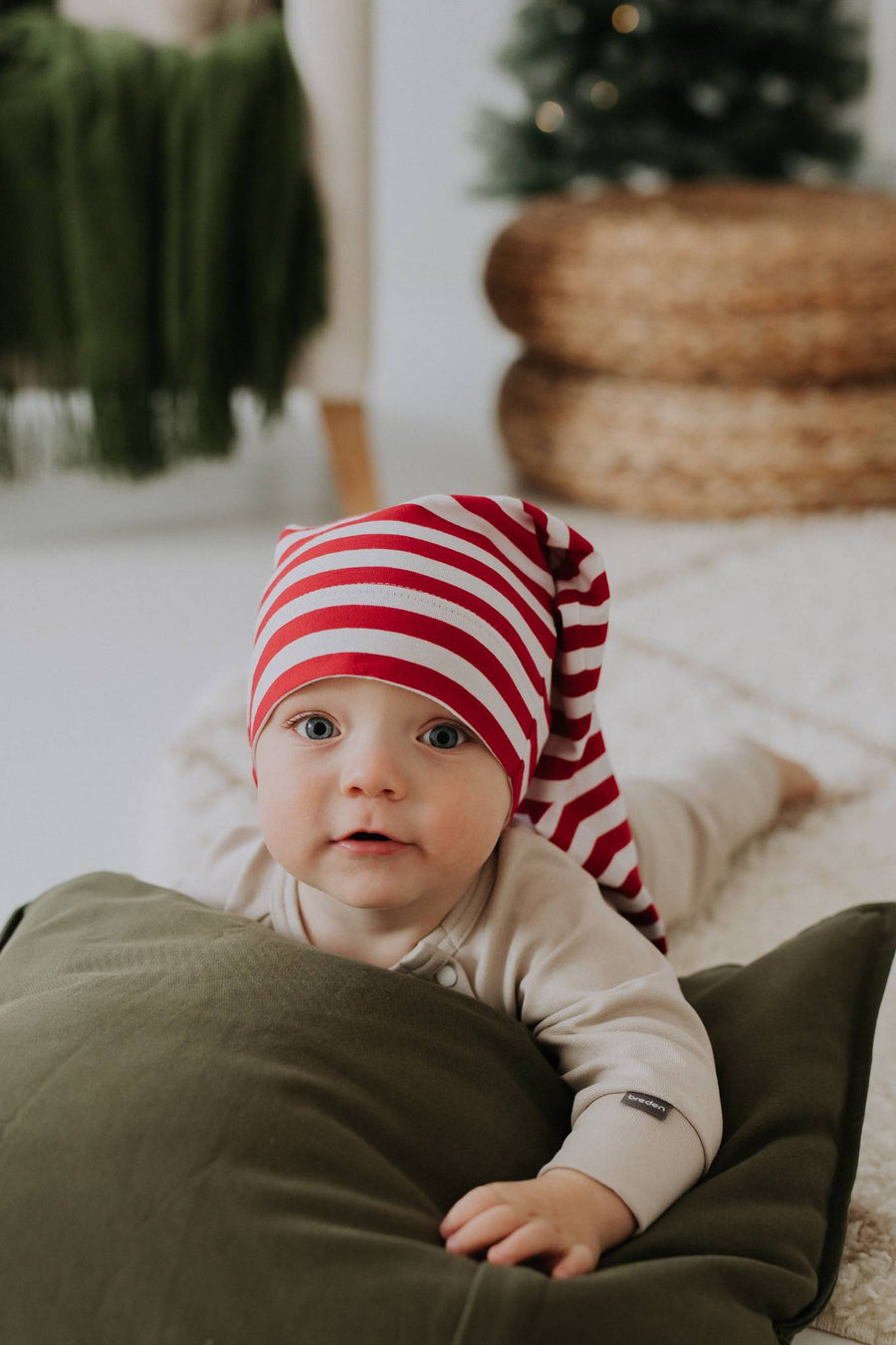 Striped Elf Hat – Festive, Cute, Oeko-Tex Cotton, European Made by Breden at brixbailey.com