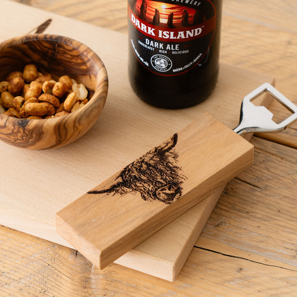 Highland Cow Beech Bottle Opener