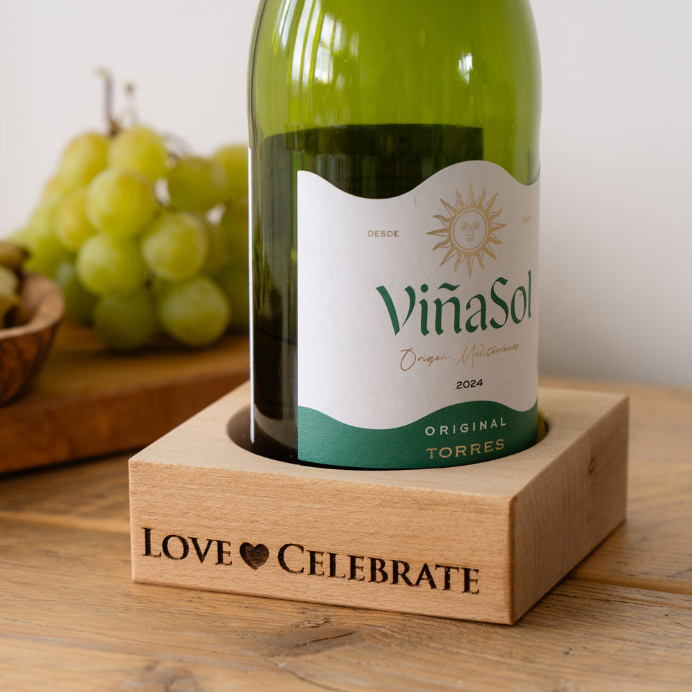 Love & Celebrate Beech Wine Bottle Coaster