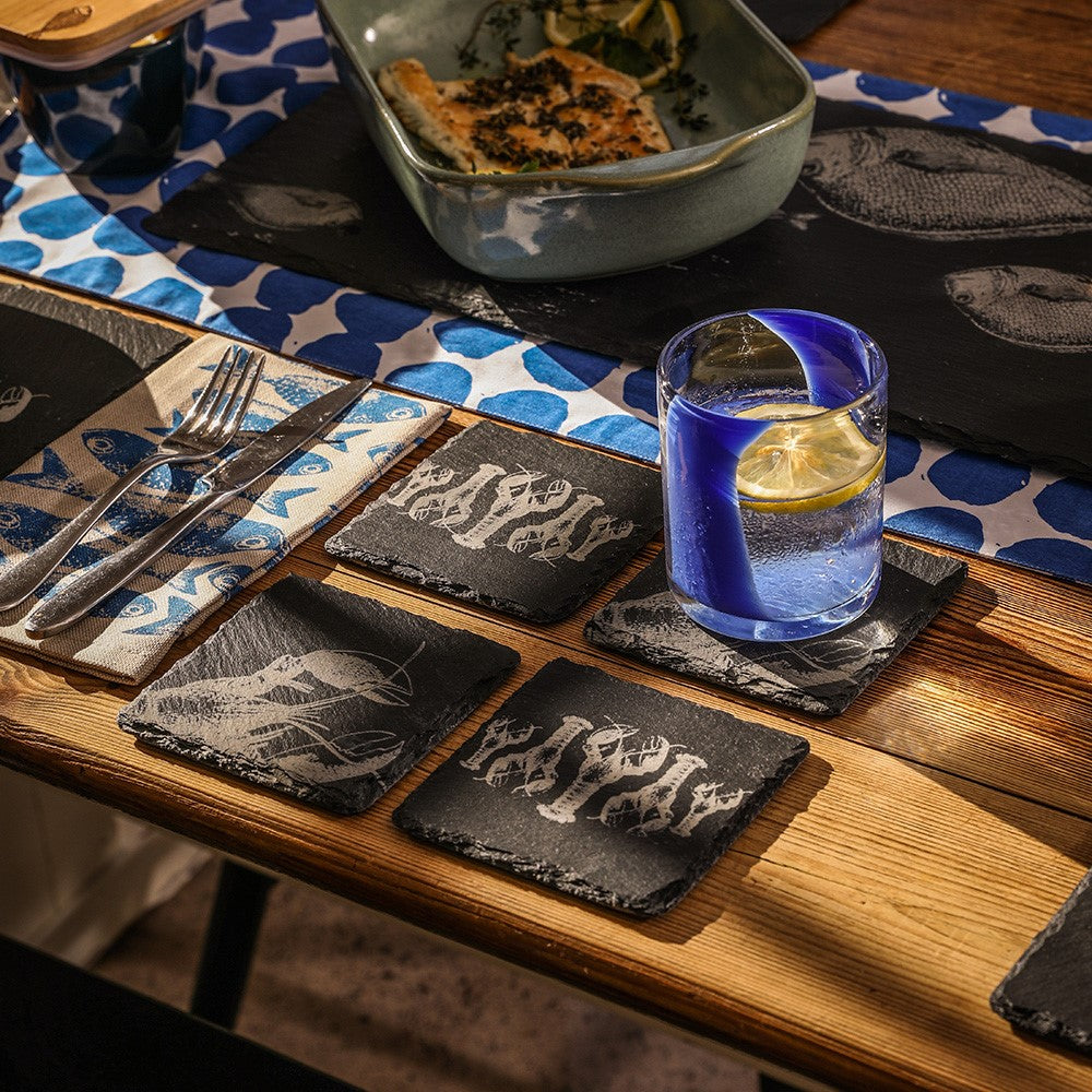 Lobster Repeat Single Slate Coaster