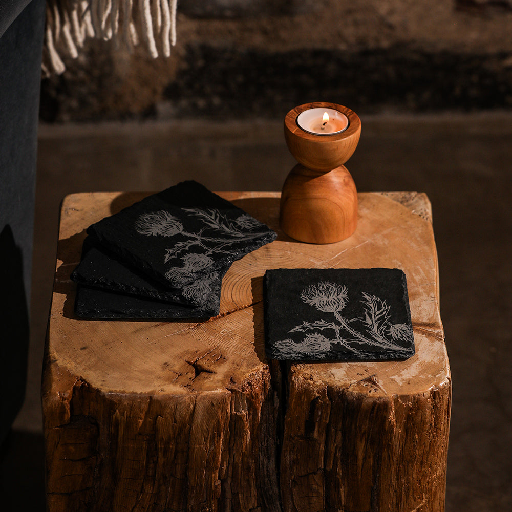 Thistle Trio Slate coasters - Set of 4