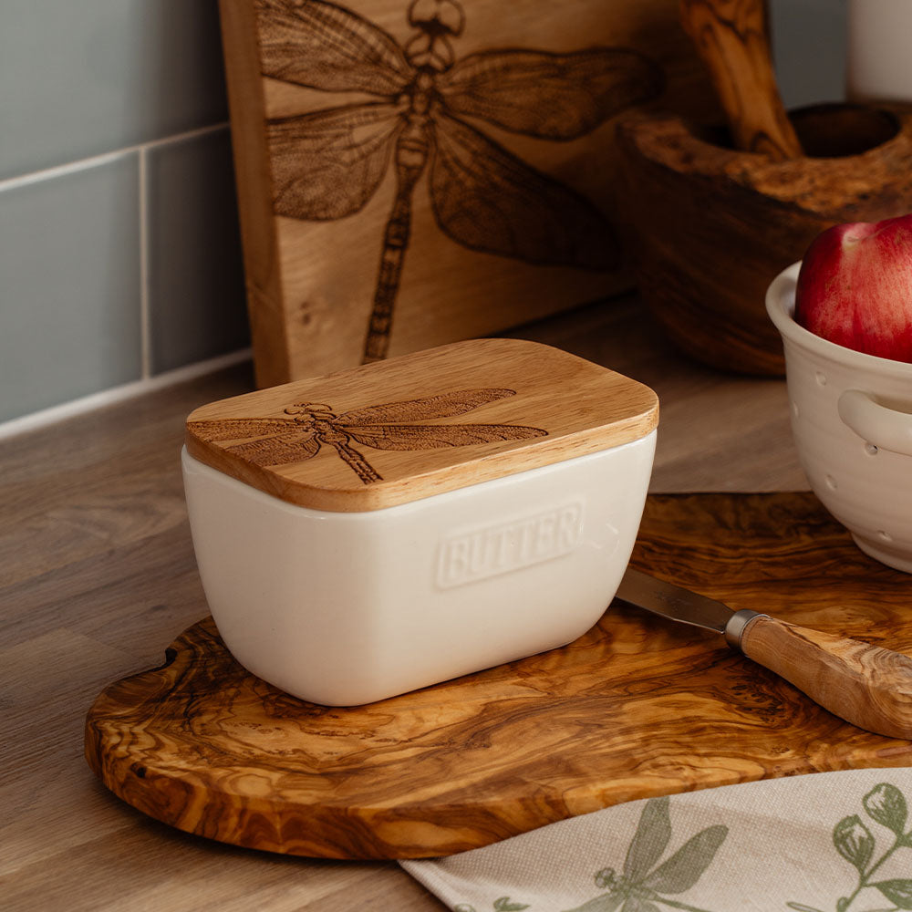 Dragonfly White Butter Dish