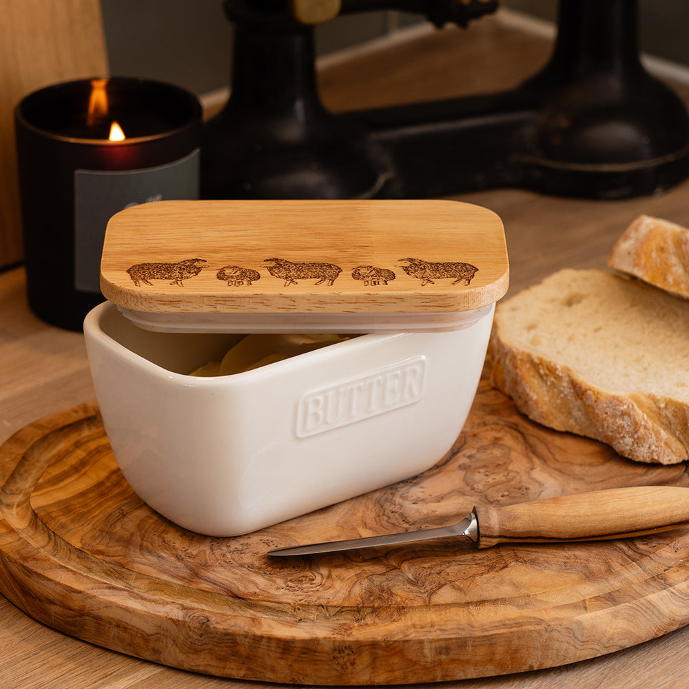 Sheep White Butter Dish