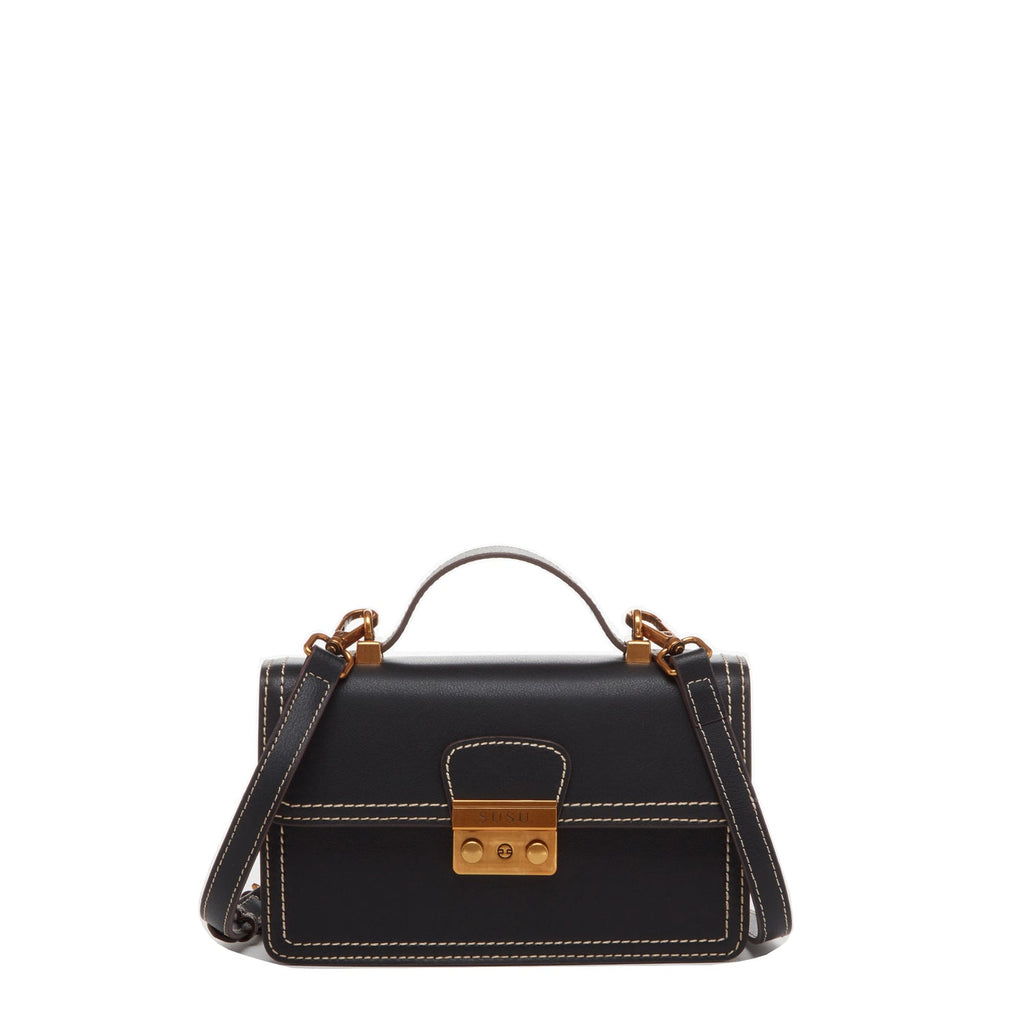 Black Leather Small Crossbody Bag
