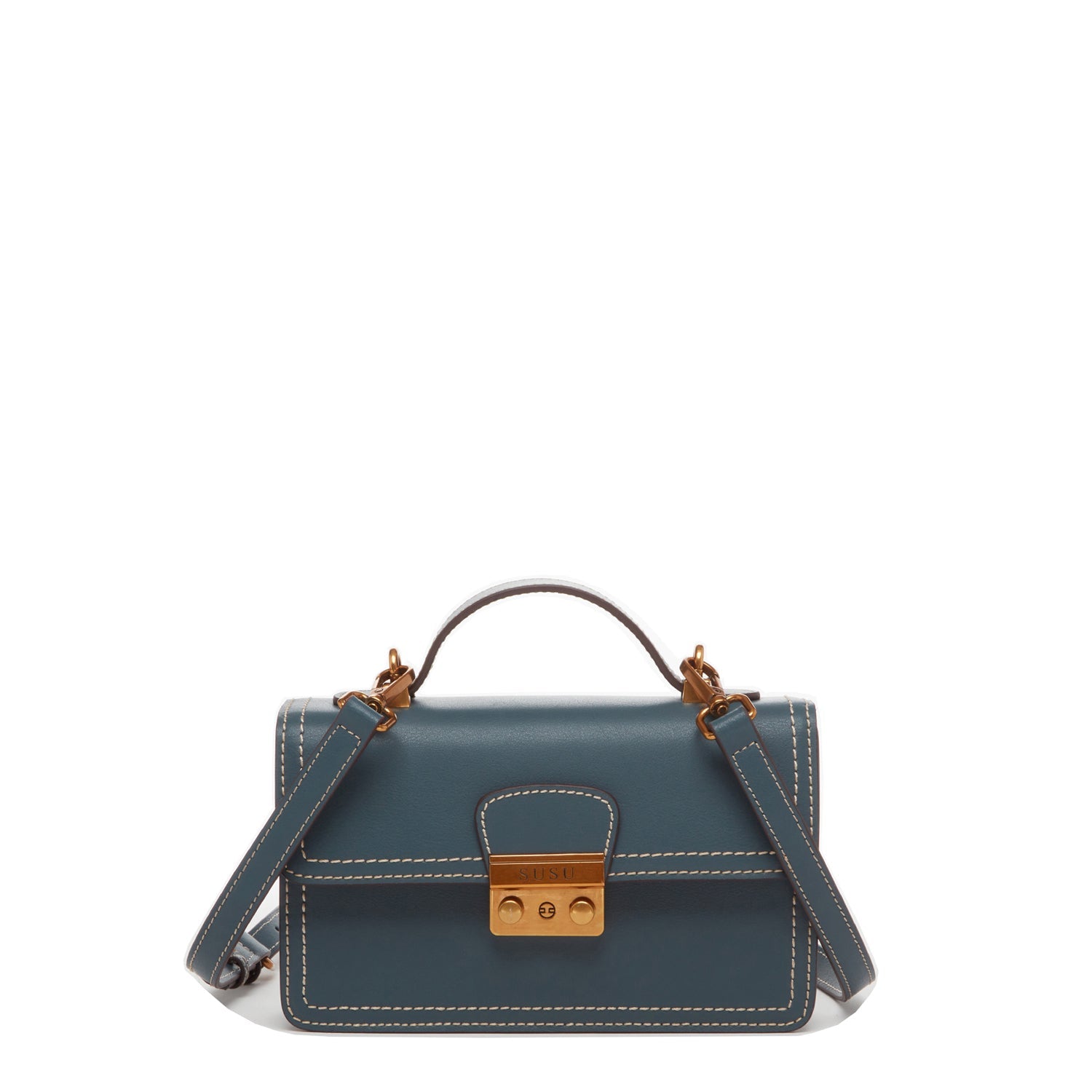 Small Blue Leather Crossbody Bag