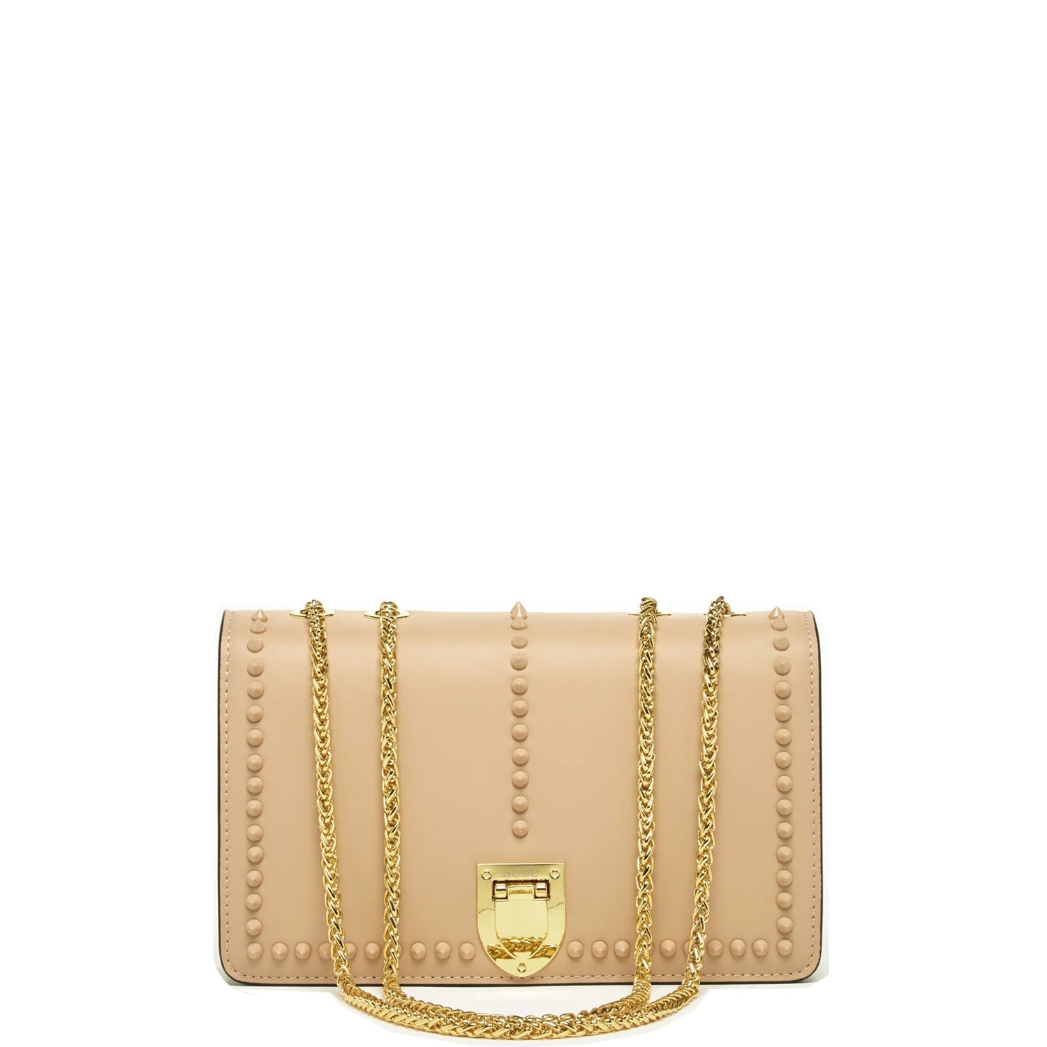 Leather Chain Shoulder Bag in Tan