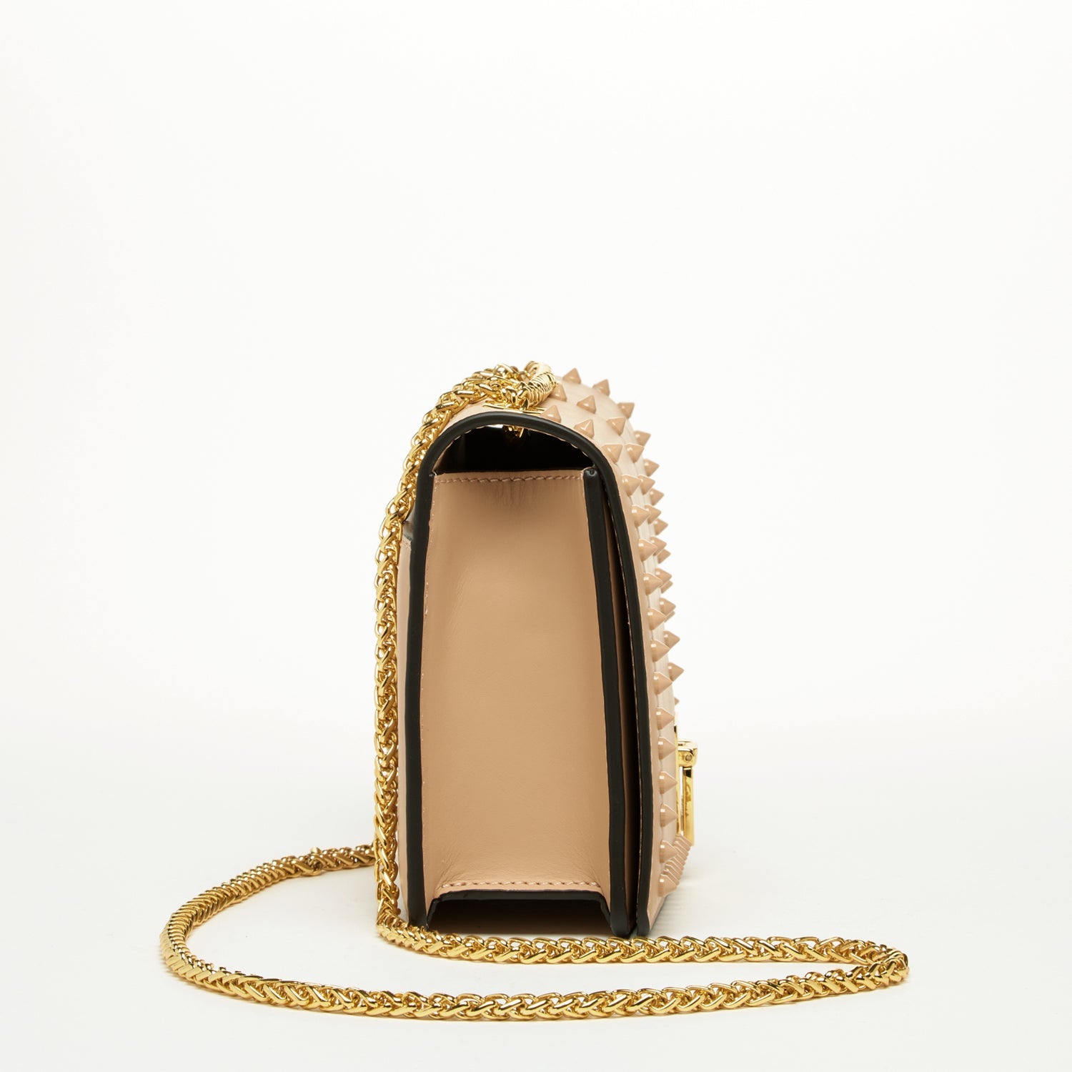 Leather Chain Shoulder Bag in Tan