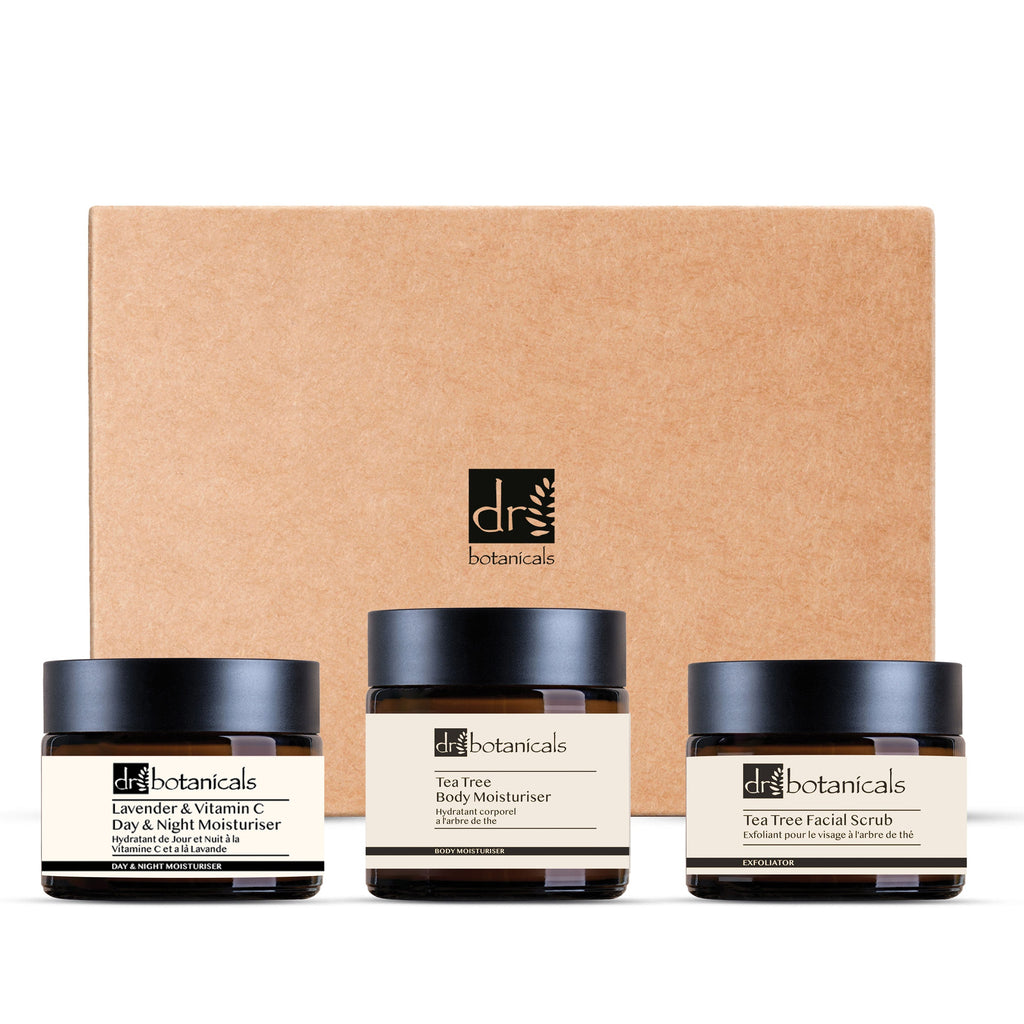 Tea Tree Facial Scrub with Lavender and Vitamin C Day Night Moisturiser Set
