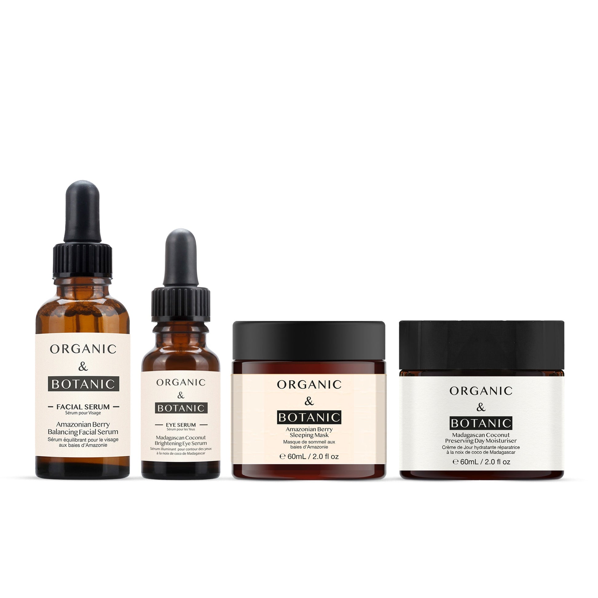 Amazonian Berry Serum and Sleeping Mask with Madagascan Coconut Day Cream and Eye Serum