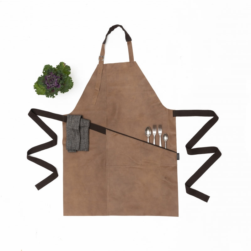 Durable Leather Apron with Towel Holder – Eco-Friendly Beige by KOOSdisain at www.brixbailey.com