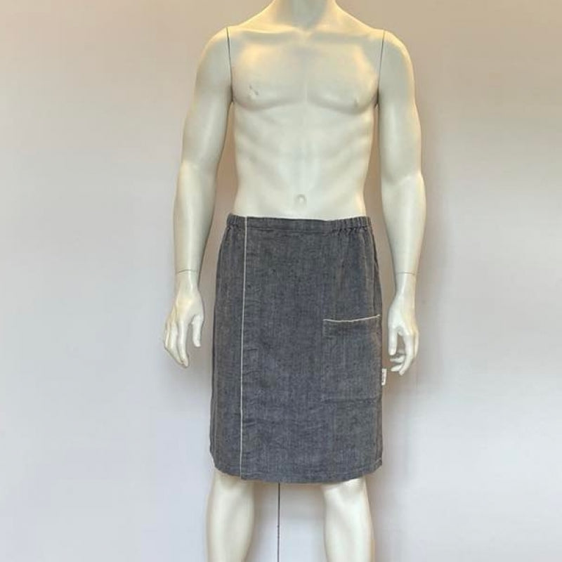 Men's Linen Sauna Skirt – Adjustable & Wrinkle-Free by KOOSdisain at www.brixbailey.com