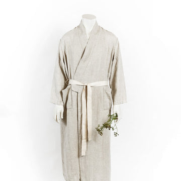 Unisex Linen Bathrobe with Pockets in Grey – Comfort & Style by KOOSdisain at www.brixbailey.com