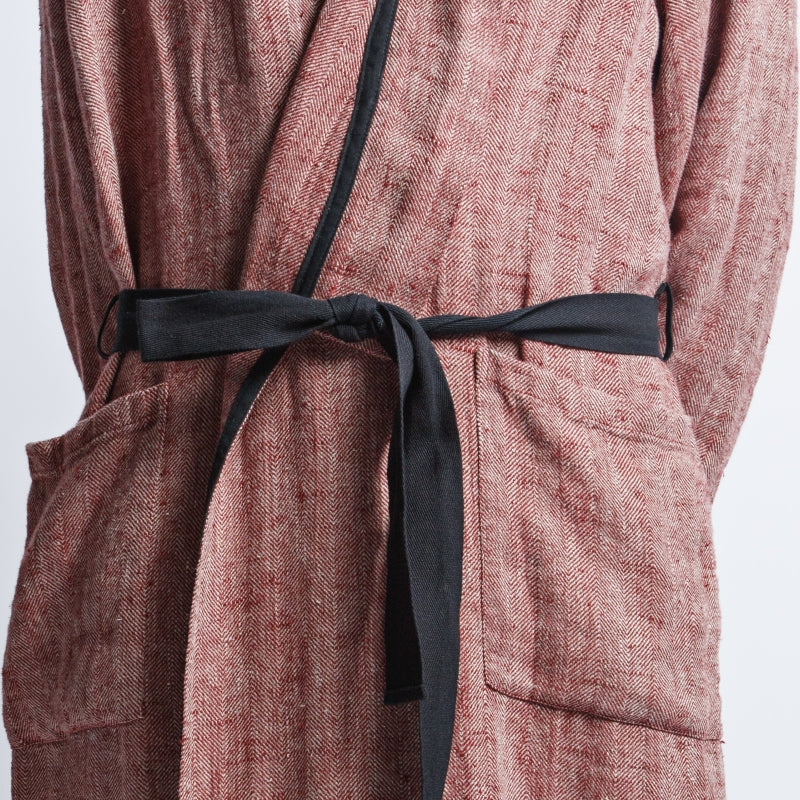 Unisex Linen Bathrobe – Comfortable, Soft, with a Unique Fishbone Pattern by KOOSdisain at www.brixbailey.com