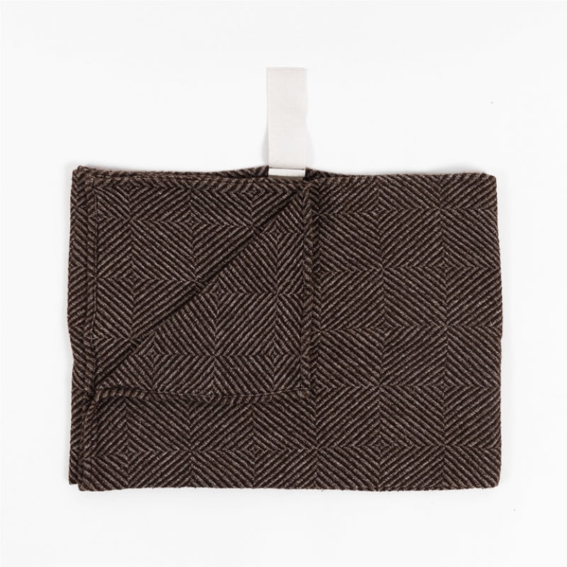 100% Linen Towel in Brown Fishbone Pattern – Natural & Quick-Dry by KOOSdisain at www.brixbailey.com