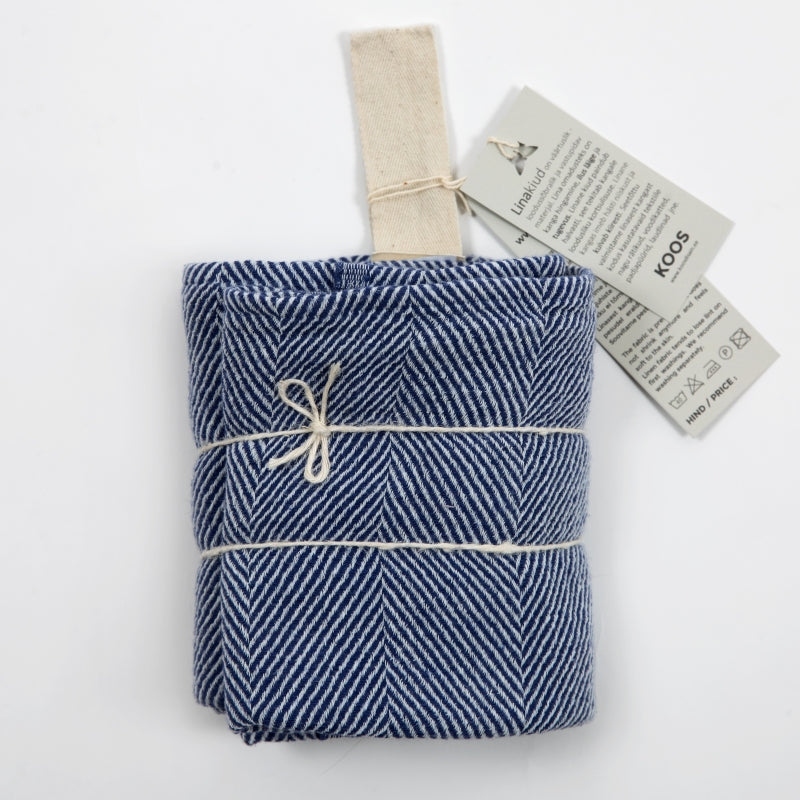 Blue Fishbone Linen-Cotton Towel – Lightweight & Pre-Washed by KOOSdisain at www.brixbailey.com