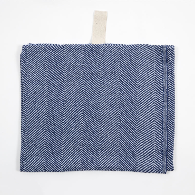 Blue Fishbone Linen-Cotton Towel – Lightweight & Eco-Friendly by KOOSdisain at www.brixbailey.com