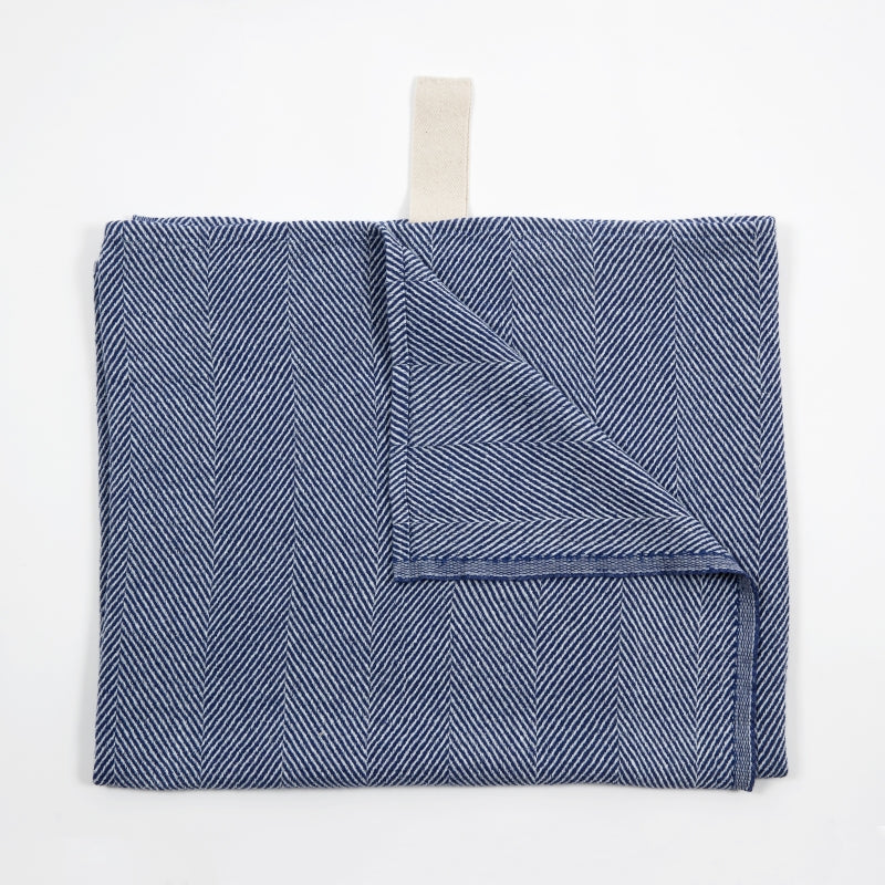 Blue Fishbone Linen-Cotton Towel – Lightweight & Pre-washed by KOOSdisain at www.brixbailey.com