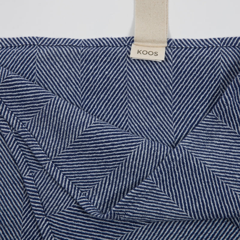 Blue Fishbone Linen-Cotton Towel – Lightweight & Pre-Washed by KOOSdisain at www.brixbailey.com