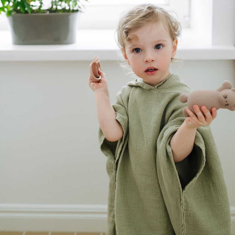 Kids Linen Poncho – Quick-Dry & Skin-Friendly Waffle Weave by Linen Tales at www.brixbailey.com