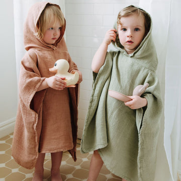 Kids Linen Poncho – Soft, Absorbent & OEKO-TEX Certified by Linen Tales at www.brixbailey.com