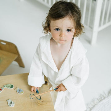 Kids Waffle Linen Bathrobe – Cozy, Hypoallergenic & Handmade by Linen Tales at www.brixbailey.com