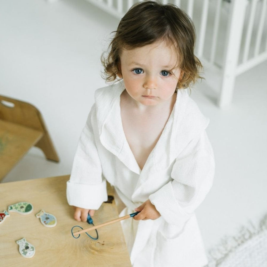 Kids Waffle Linen Bathrobe – Cozy, Hypoallergenic & Handmade by Linen Tales at www.brixbailey.com