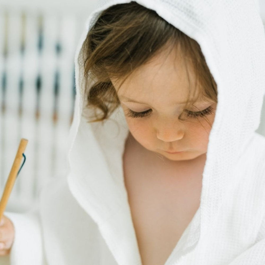 Cozy Kids Waffle Linen Bathrobe – Hypoallergenic & Handmade by Linen Tales at www.brixbailey.com