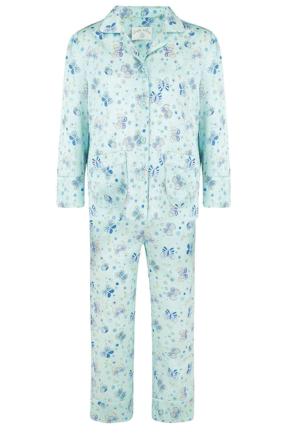 Amelie Glacier Butterfly Girls Silk Pyjama Set
