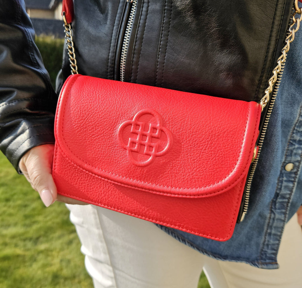 Heidi Real Leather 3 Section Clutch with Chain Strap