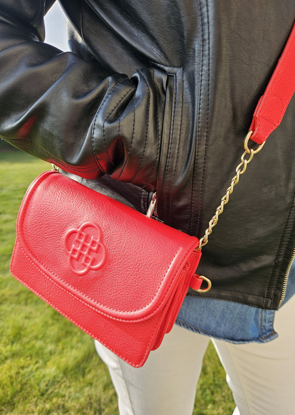 Heidi Real Leather 3 Section Clutch with Chain Strap