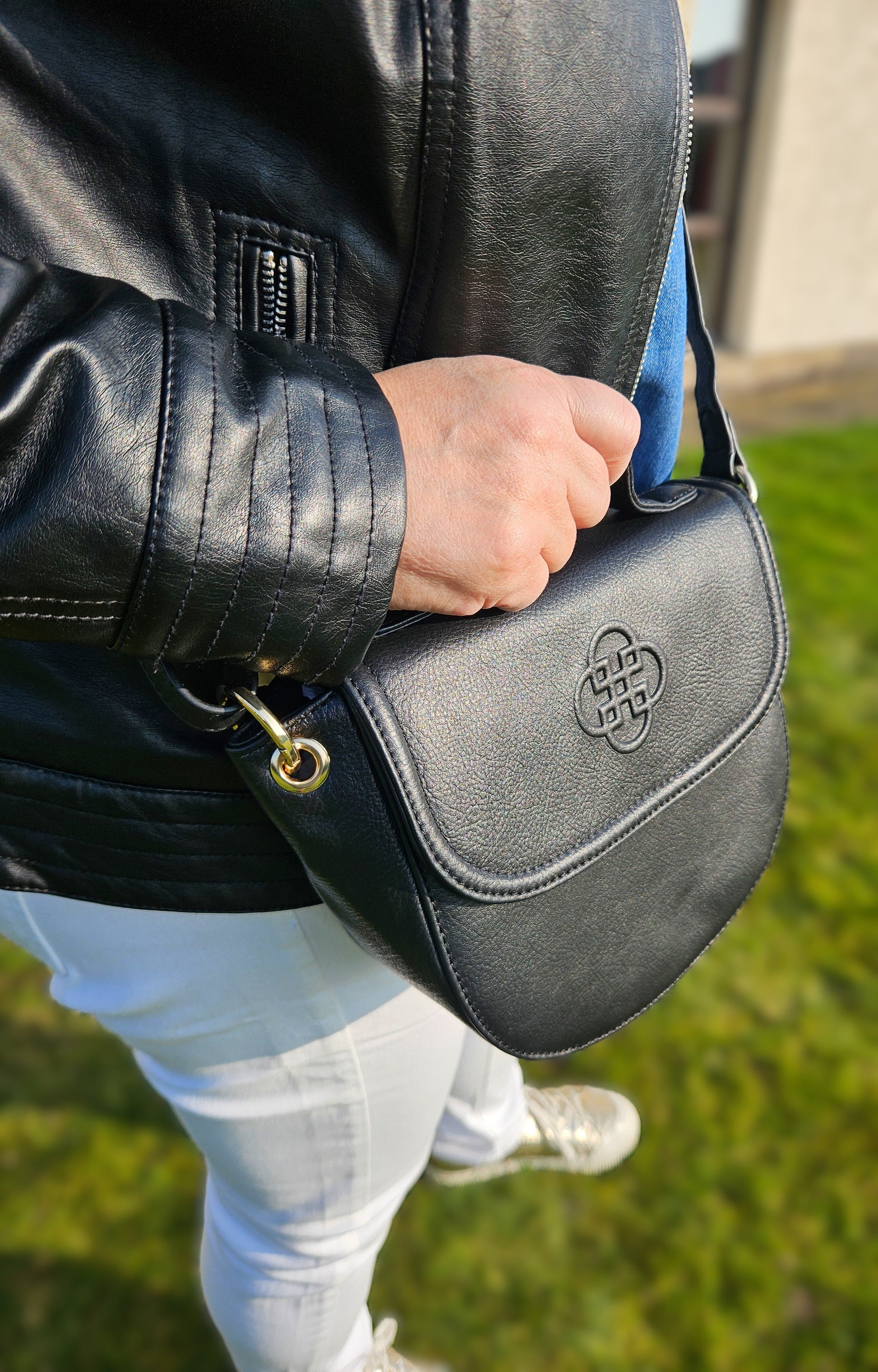 Mia Top Handle Real Leather Handbag with Ring Detail