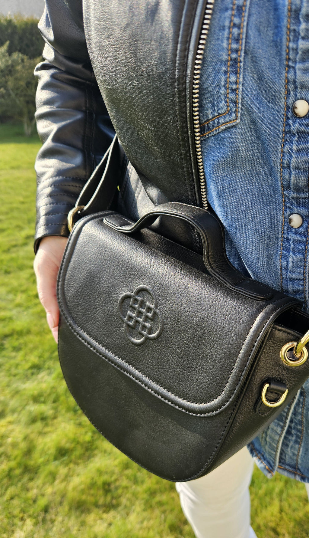 Mia Top Handle Real Leather Handbag with Ring Detail