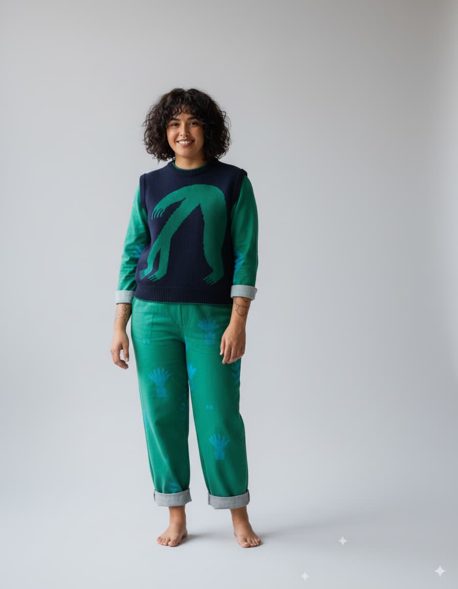 Organic Cotton Knit Vest in Blue