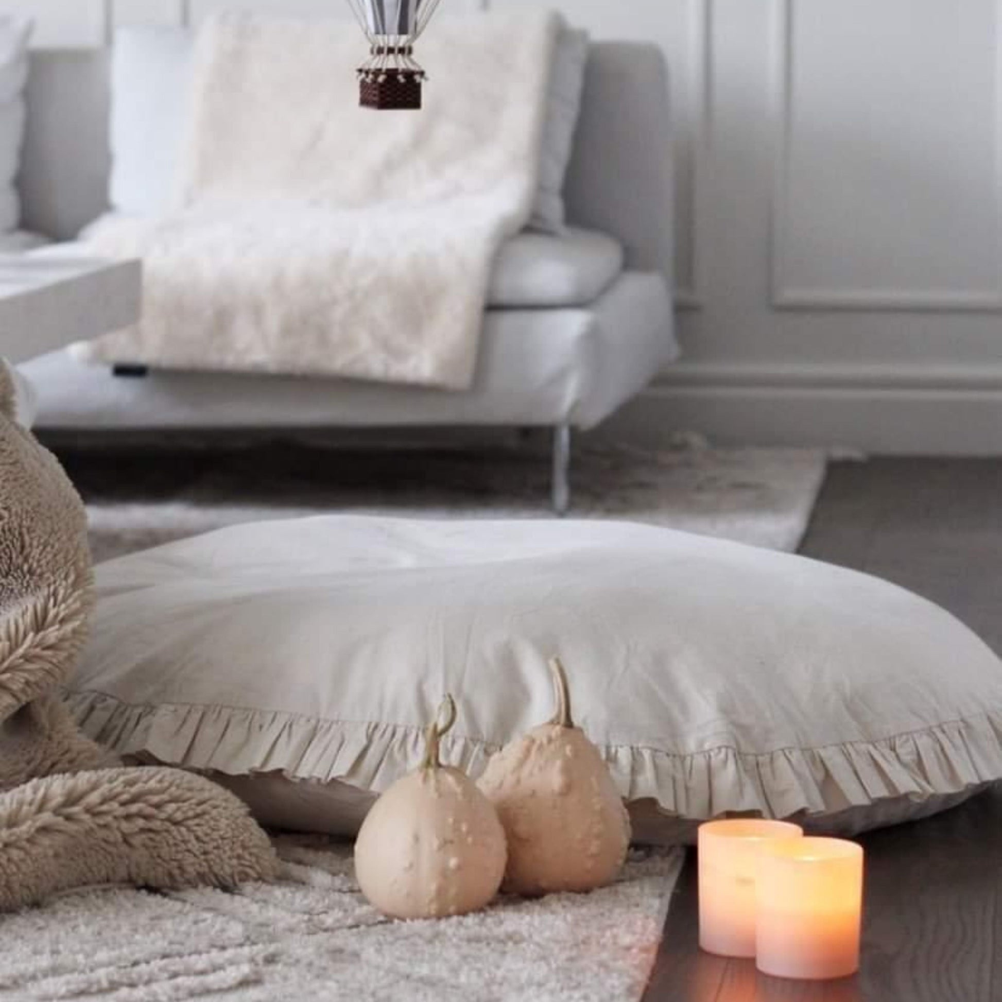Large Floor Cushion with Ruffled Edges