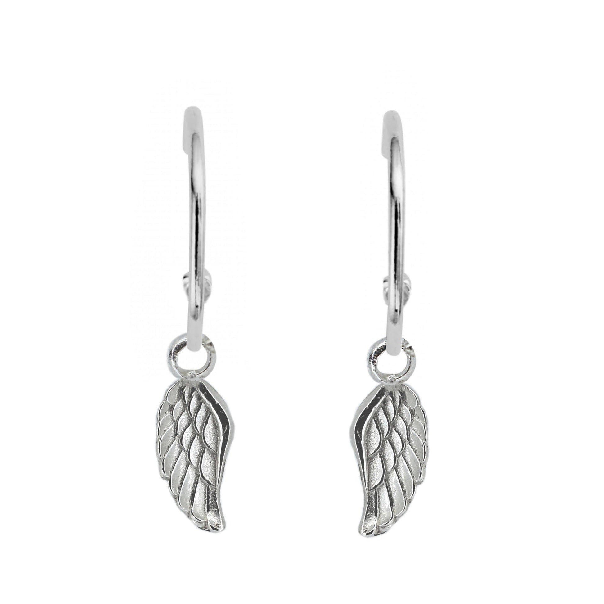 Angel Wing Sterling Silver Hoops