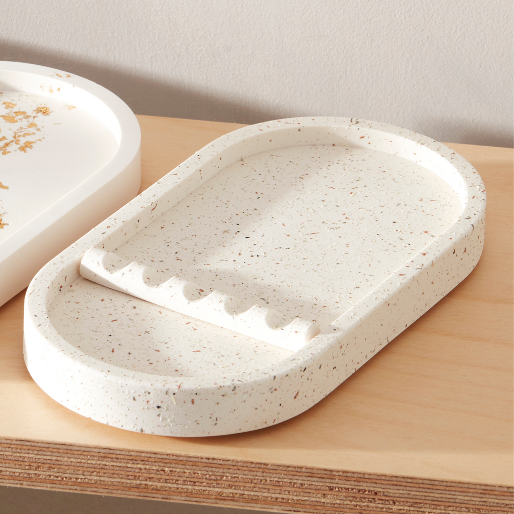 Oval Tool Tray - Natural Handmade Jesmonite