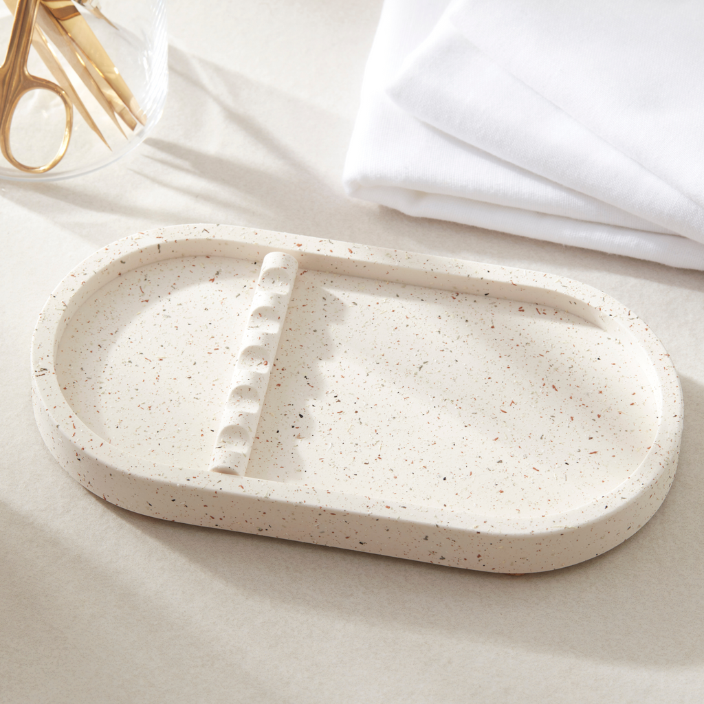 Oval Tool Tray - Natural Handmade Jesmonite