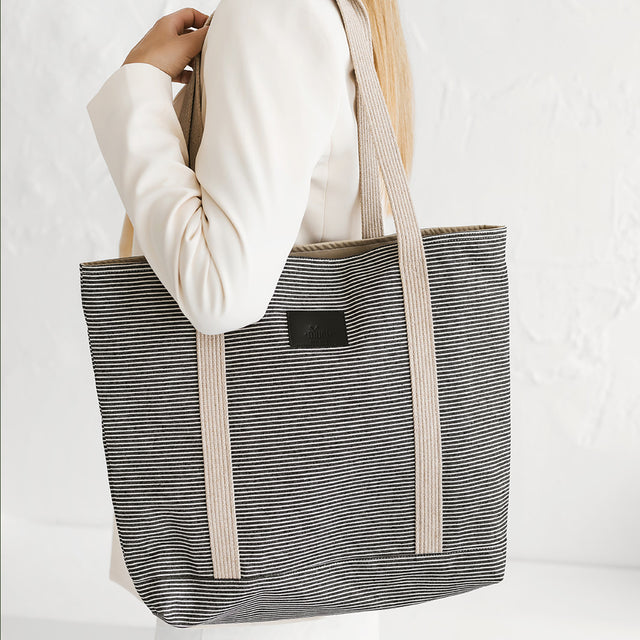 Stylish Striped Denim Tote – Perfect for Summer Adventures by Muni at www.brixbailey.com