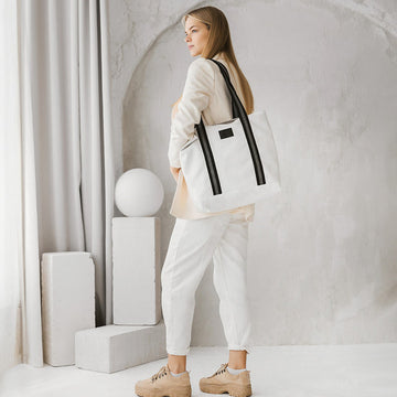 White Denim Tote Bag