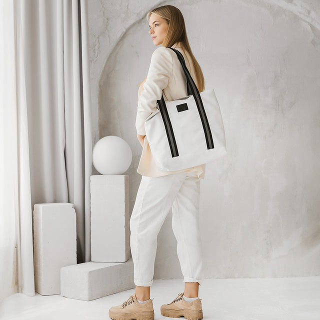 White Denim Tote Bag