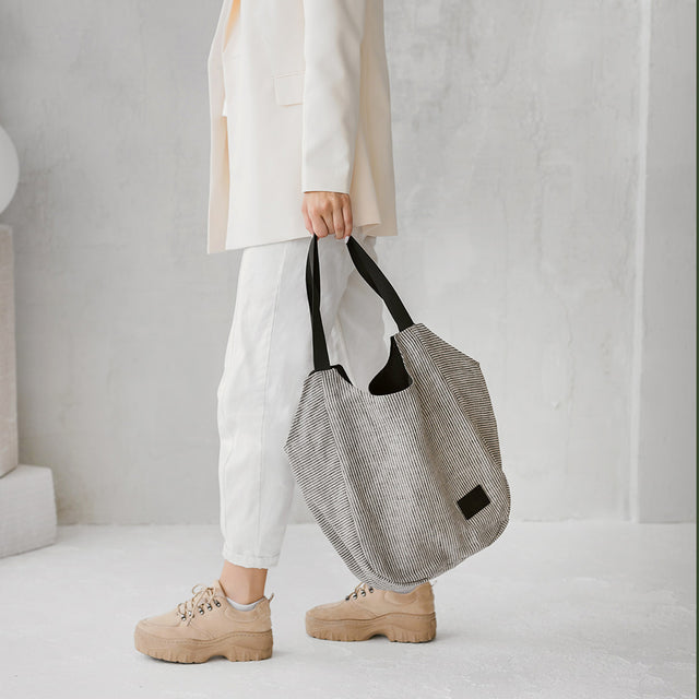 Striped Linen Tote Bag – Stylish & Spacious Summer Essential by Muni at www.brixbailey.com