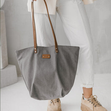 Stylish Grey Denim Tote – Durable & Chic for Summer by Muni at www.brixbailey.com