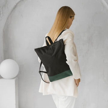 Black & Green Leather Backpack – Stylish & Weather-Resistant by Muni at www.brixbailey.com