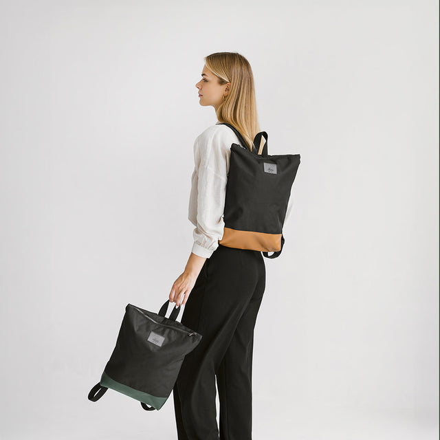 Black & Green Leather Backpack – Stylish & Weather-Resistant by Muni at www.brixbailey.com