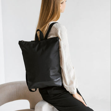 Waterproof Black Leather Backpack – Elegant & Functional by Muni at brixbailey.com